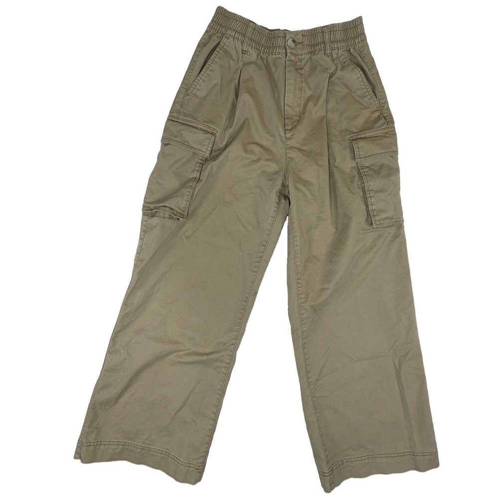 Old Navy High Rise Pull-On Women's Wide Leg Cargo Pants Sz Medium Tan Khaki